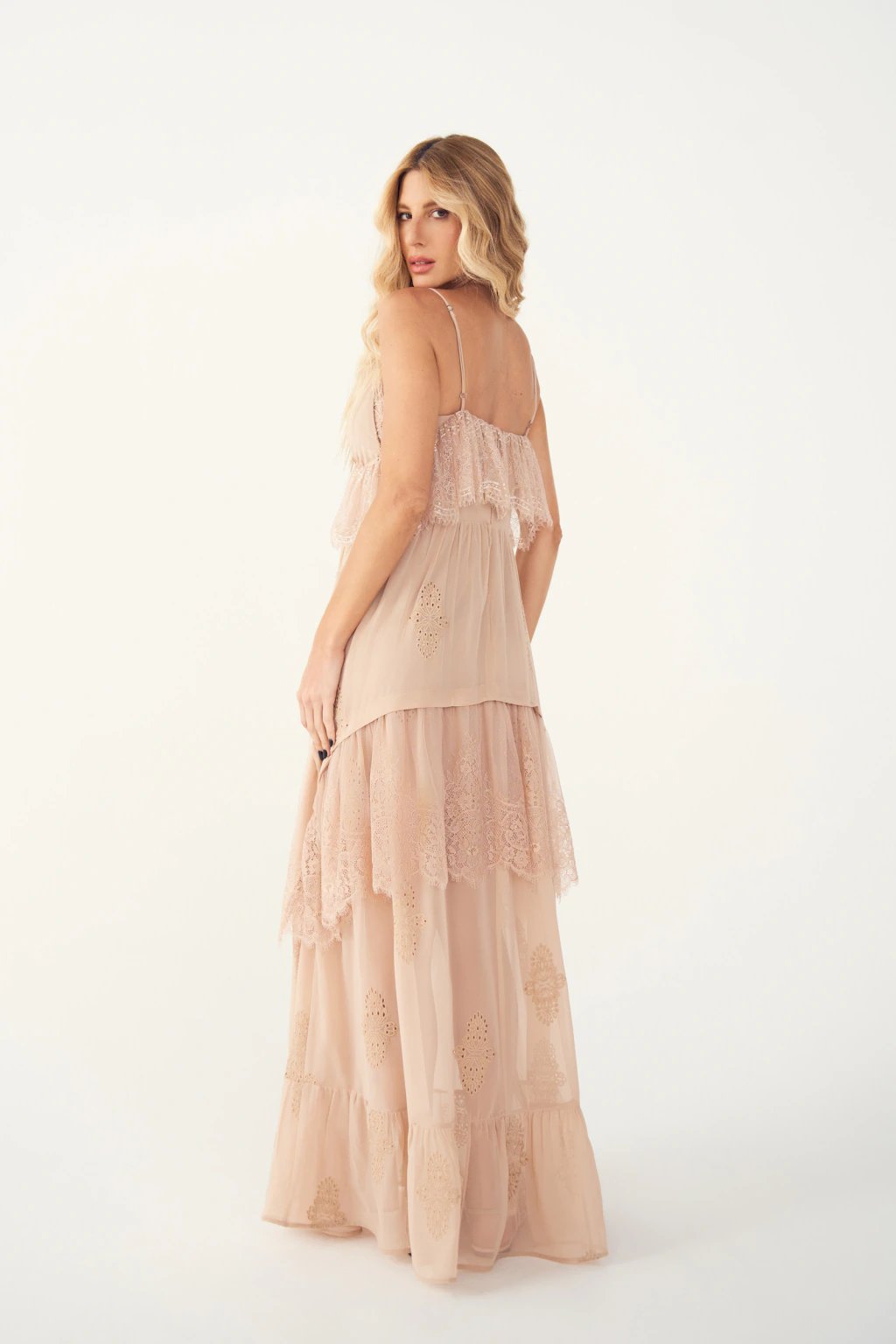 Vestido Bordado Flor do Deserto Bege 2
