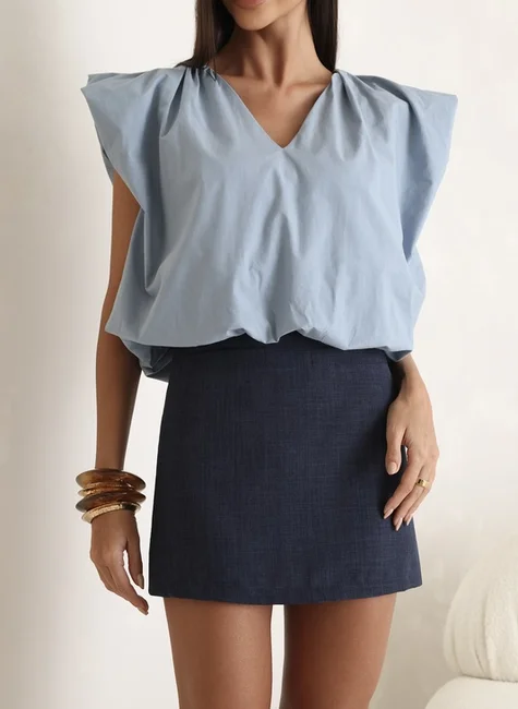 Blusa Balonê Azul Claro