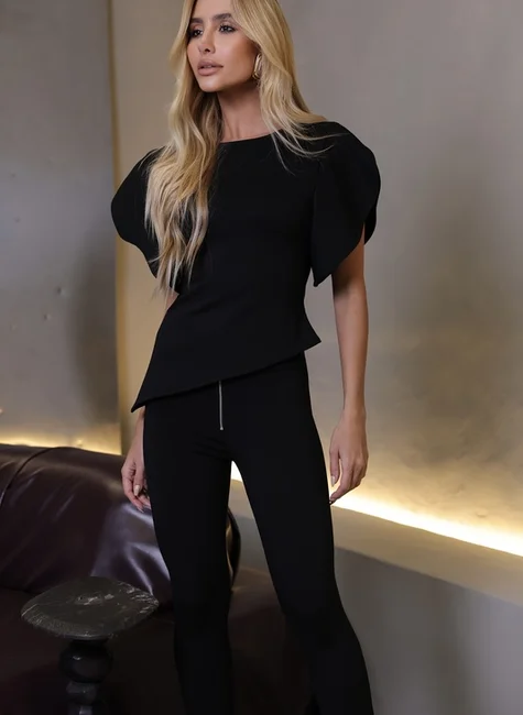 Blusa Manga Redondo Preto