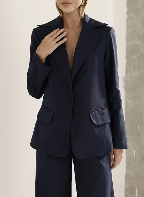 Conjunto Blazer Com Calça Azul Marinho 3