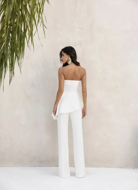 Conjunto Blusa Assimétrica Babado Branco 3