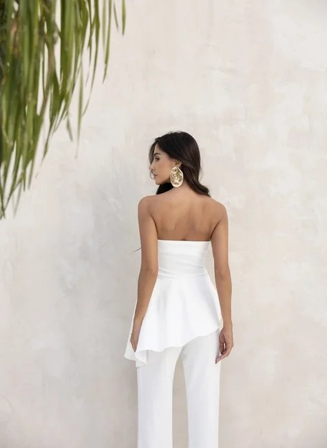 Conjunto Blusa Assimétrica Babado Branco 4