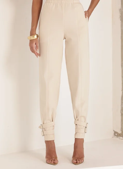 Conjunto Blusa Peplum Areia