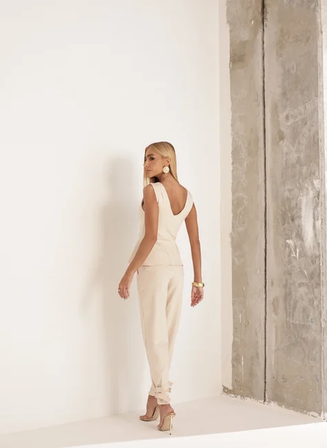 Conjunto Blusa Peplum Areia 4