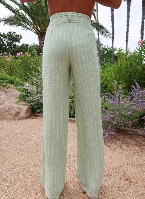 Conjunto Chemise Com Calça Listrado Verde Menta 4