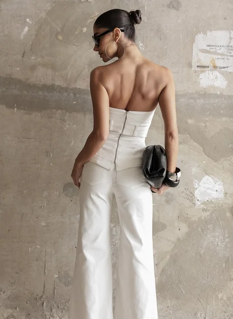 Conjunto Corset Calça Vinco Off White