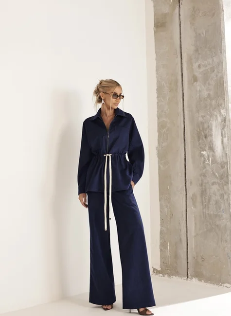 Conjunto Parka E Calça Aveludada Azul Marinho 3