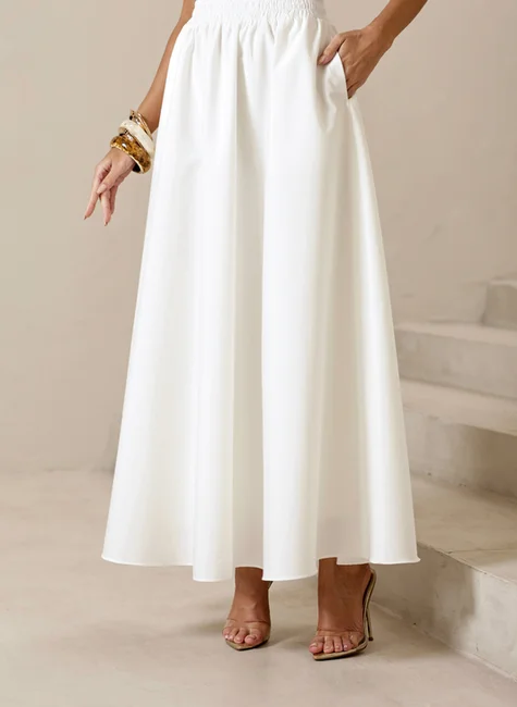 Saia Longuete Evasê Off Whitte