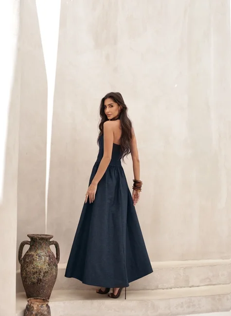 Vestido Frente Única Blusa Corset Azul Jeans 3