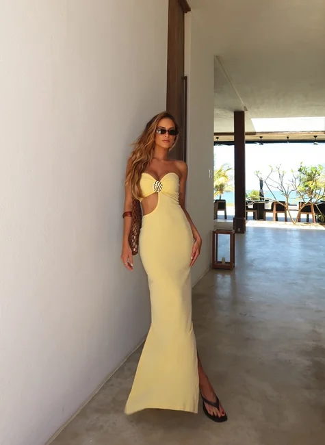 Vestido Longo Detalhe Argola Camomila 3