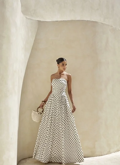 Vestido Longo Poá Tomara Que Caia Off White