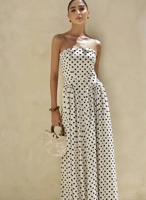 Vestido Longo Poá Tomara Que Caia Off White 4