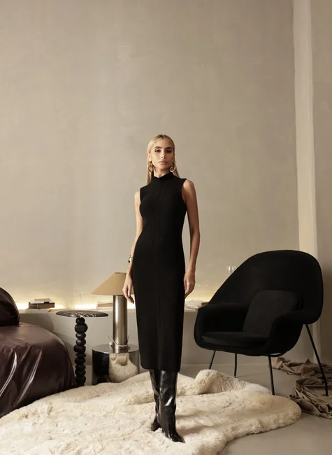 Vestido Longuete Tricot Preto 2